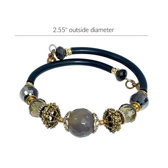 Memory Wire Wrap Bangle Bracelet Smokey Purple Handmade - Picture 2 of 6